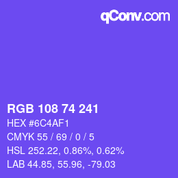 Color code: RGB 108 74 241 | qconv.com