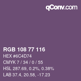 カラーコード: RGB 108 77 116 | qconv.com