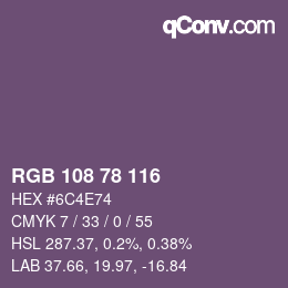 颜色代码: RGB 108 78 116 | qconv.com