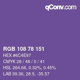 カラーコード: RGB 108 78 151 | qconv.com