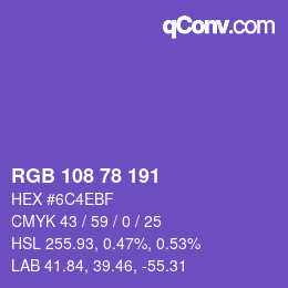 Color code: RGB 108 78 191 | qconv.com