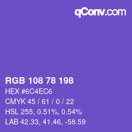 Color code: RGB 108 78 198 | qconv.com