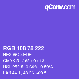Farbcode: RGB 108 78 222 | qconv.com
