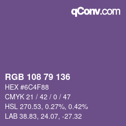 Color code: RGB 108 79 136 | qconv.com