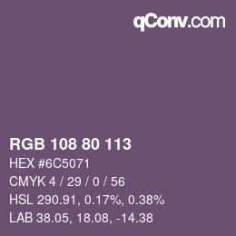 Color code: RGB 108 80 113 | qconv.com