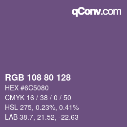 Código de color: RGB 108 80 128 | qconv.com