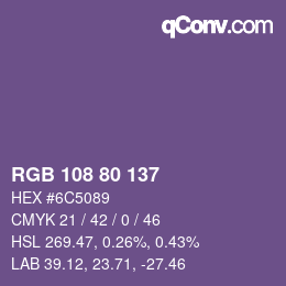 Farbcode: RGB 108 80 137 | qconv.com