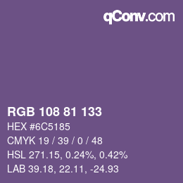 Farbcode: RGB 108 81 133 | qconv.com