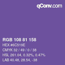 Color code: RGB 108 81 158 | qconv.com