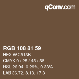 Farbcode: RGB 108 81 59 | qconv.com