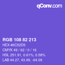 Color code: RGB 108 82 213 | qconv.com