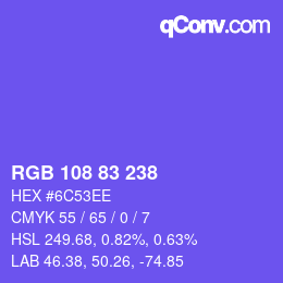 颜色代码: RGB 108 83 238 | qconv.com