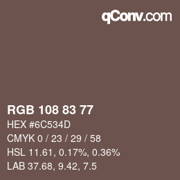 Farbcode: RGB 108 83 77 | qconv.com