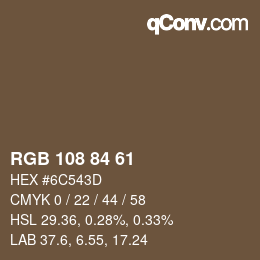 Código de color: RGB 108 84 61 | qconv.com