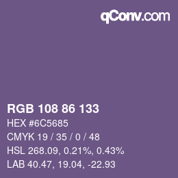 颜色代码: RGB 108 86 133 | qconv.com