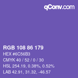 Farbcode: RGB 108 86 179 | qconv.com