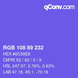 Color code: RGB 108 89 232 | qconv.com