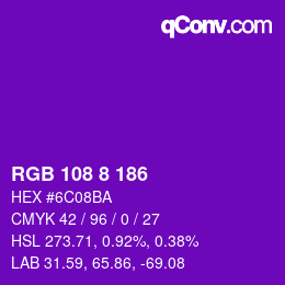 Color code: RGB 108 8 186 | qconv.com