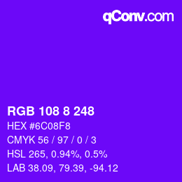 Color code: RGB 108 8 248 | qconv.com