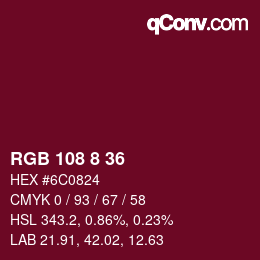 Color code: RGB 108 8 36 | qconv.com
