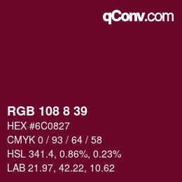 Farbcode: RGB 108 8 39 | qconv.com