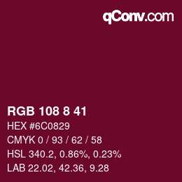 Color code: RGB 108 8 41 | qconv.com