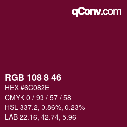 Color code: RGB 108 8 46 | qconv.com