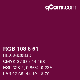 颜色代码: RGB 108 8 61 | qconv.com