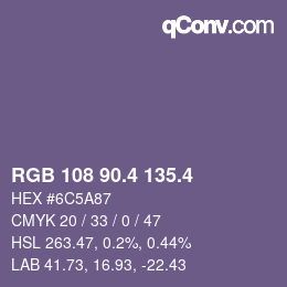 カラーコード: RGB 108 90.4 135.4 | qconv.com