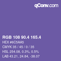 カラーコード: RGB 108 90.4 165.4 | qconv.com