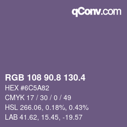 カラーコード: RGB 108 90.8 130.4 | qconv.com