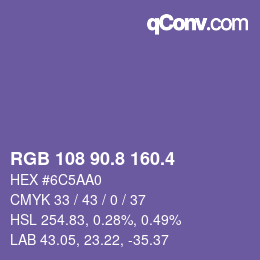 カラーコード: RGB 108 90.8 160.4 | qconv.com