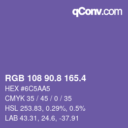カラーコード: RGB 108 90.8 165.4 | qconv.com