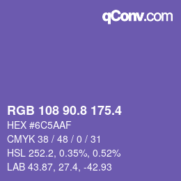カラーコード: RGB 108 90.8 175.4 | qconv.com
