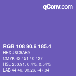 カラーコード: RGB 108 90.8 185.4 | qconv.com