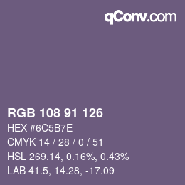 Farbcode: RGB 108 91 126 | qconv.com