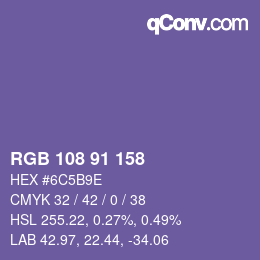 Color code: RGB 108 91 158 | qconv.com
