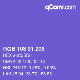 Color code: RGB 108 91 208 | qconv.com