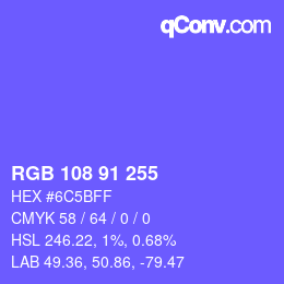 Color code: RGB 108 91 255 | qconv.com