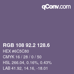 カラーコード: RGB 108 92.2 128.6 | qconv.com