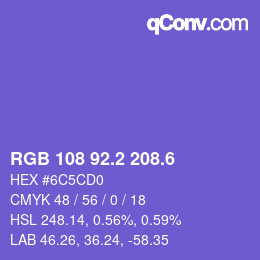 カラーコード: RGB 108 92.2 208.6 | qconv.com