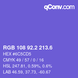 カラーコード: RGB 108 92.2 213.6 | qconv.com