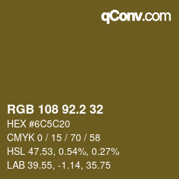 カラーコード: RGB 108 92.2 32 | qconv.com