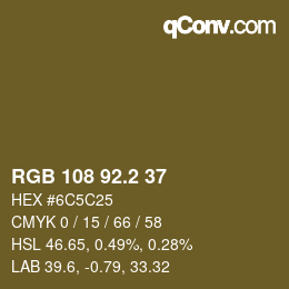カラーコード: RGB 108 92.2 37 | qconv.com