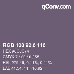カラーコード: RGB 108 92.6 116 | qconv.com