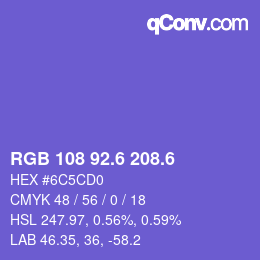 カラーコード: RGB 108 92.6 208.6 | qconv.com