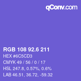 カラーコード: RGB 108 92.6 211 | qconv.com