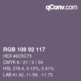 カラーコード: RGB 108 92 117 | qconv.com