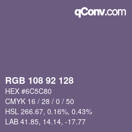 颜色代码: RGB 108 92 128 | qconv.com