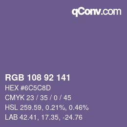 カラーコード: RGB 108 92 141 | qconv.com